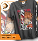 Plantilla diseño de camisetas vectoriales de anime Chainsaw 4 - Imagen 2