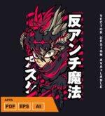 Plantilla diseño de camisetas vectoriales de anime Black Asta