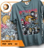 Plantilla diseño de camisetas vectoriales de anime Full - Imagen 2