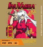 Plantilla diseño de camisetas vectoriales de anime Inuyasha 6