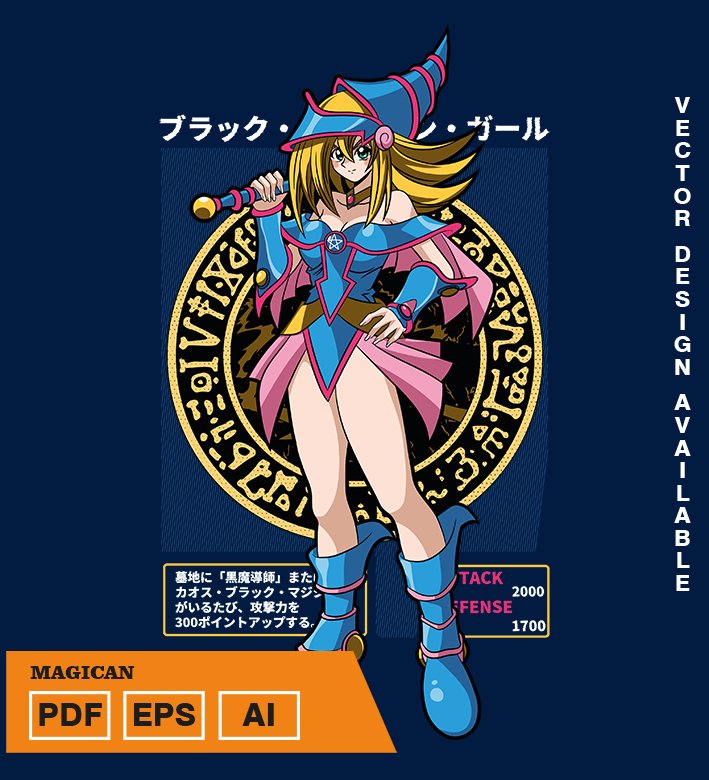 RTWTWTE Plantilla diseño de camisetas vectoriales de anime yu gi magican - Imagen 1