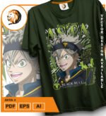 Plantilla diseño de camisetas vectoriales de anime Black Asta 3 - Imagen 2