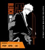 Plantilla diseño de camisetas vectoriales de anime Bleach Ichigo 2