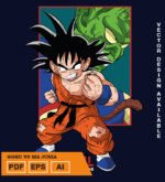 Plantilla diseño de camisetas vectoriales de anime Bola Dragon goku picolo