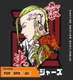 Plantilla diseño de camisetas vectoriales de anime revengers draken