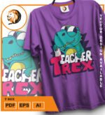 Plantilla diseño de camisetas vectoriales t rex - Imagen 2