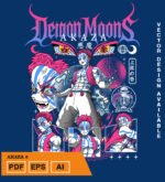 Plantilla diseño de camisetas vectoriales de anime Demon Akaza 3