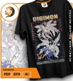 Plantilla diseño de camisetas vectoriales de anime Digi angemon - Imagen 2