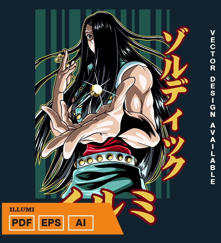 RYEYRE Plantilla diseño de camisetas vectoriales de anime Hunter Illumi - Imagen 1