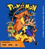 Plantilla diseño de camisetas vectoriales de anime poke