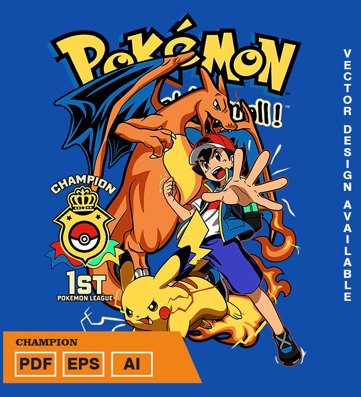 RYEYRYE Plantilla diseño de camisetas vectoriales de anime poke - Imagen 1