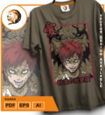 Plantilla diseño de camisetas vectoriales de anime Naruto gara - Imagen 2