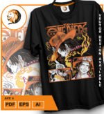 Plantilla diseño de camisetas vectoriales de anime Una Pieza Ace 2 - Imagen 2