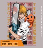 Plantilla diseño de camisetas vectoriales de anime Chainsaw 5