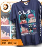 Plantilla diseño de camisetas vectoriales de anime Ranma 2 - Imagen 2