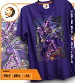 Plantilla diseño de camisetas vectoriales de anime yu gi dark - Imagen 2
