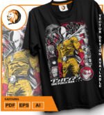 Plantilla diseño de camisetas vectoriales Saitama - Imagen 2
