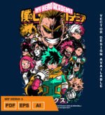 Plantilla diseño de camisetas vectoriales de anime My Heroe 4