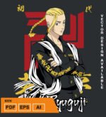 Plantilla diseño de camisetas vectoriales de anime revengers ken