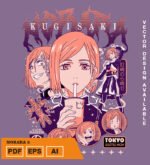 Plantilla diseño de camisetas vectoriales de anime Jujutsu Nobara 2