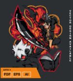 Plantilla diseño de camisetas vectoriales de anime Black Asta 5