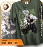 Plantilla diseño de camisetas vectoriales de anime Demon Sanemi - Imagen 2