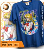 Plantilla diseño de camisetas vectoriales de anime marineras 3 - Imagen 2