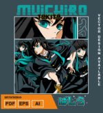 Plantilla diseño de camisetas vectoriales de anime Demon Muichiro