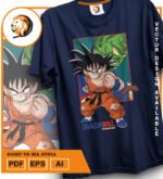 Plantilla diseño de camisetas vectoriales de anime Bola Dragon goku picolo - Imagen 2