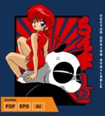 Plantilla diseño de camisetas vectoriales de anime Ranma
