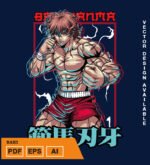 Plantilla diseño de camisetas vectoriales de anime Baki