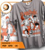 Plantilla diseño de camisetas vectoriales de anime slam sakuragi - Imagen 2