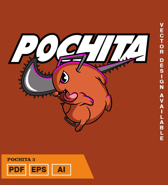 TERUTUE Plantilla diseño de camisetas vectoriales de anime Chainsaw Pochita 3 - Imagen 1