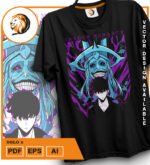Plantilla diseño de camisetas vectoriales de anime solo 2 - Imagen 2