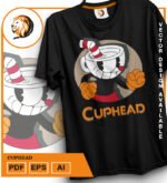 Plantilla diseño de camisetas vectoriales cuphead - Imagen 2
