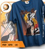 Plantilla diseño de camisetas vectoriales de anime Bleach Ichigo 8 - Imagen 2