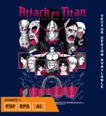 Plantilla diseño de camisetas vectoriales de anime Ataque 4