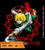 Plantilla diseño de camisetas vectoriales de anime 7 Pecados Meliodas