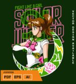 Plantilla diseño de camisetas vectoriales de anime marineras jupiter