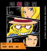 Plantilla diseño de camisetas vectoriales de anime Aula 1