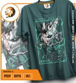 Plantilla diseño de camisetas vectoriales de anime Kaiju kafka 2 - Imagen 2