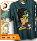 Plantilla diseño de camisetas vectoriales de anime My Heroe Midoriya - Imagen 2