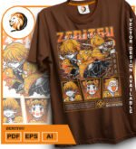 Plantilla diseño de camisetas vectoriales de anime Demon Zenitzu - Imagen 2