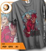 Plantilla diseño de camisetas vectoriales de anime 7 Pecados Ban - Imagen 2