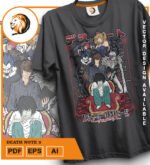 Plantilla diseño de camisetas vectoriales de anime Death 3 - Imagen 2
