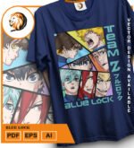 Plantilla diseño de camisetas vectoriales de anime Blue - Imagen 2