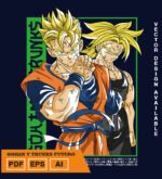 Plantilla diseño de camisetas vectoriales de anime Bola Dragon gohan y trunks