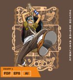 Plantilla diseño de camisetas vectoriales de anime Una Pieza Usopp 2