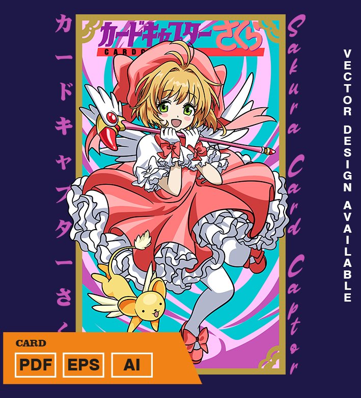 TRTUTRU Plantilla diseño de camisetas vectoriales de anime cazadora de cartas - Imagen 1