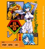 Plantilla diseño de camisetas vectoriales de anime Eva Rei